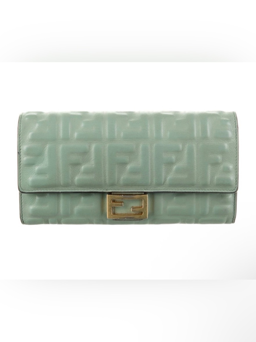Fendi Zucca FF Embossed Leather baguette continental wallet / Clutch